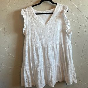 Time and Tru Tiered White Eyelet Dress XL